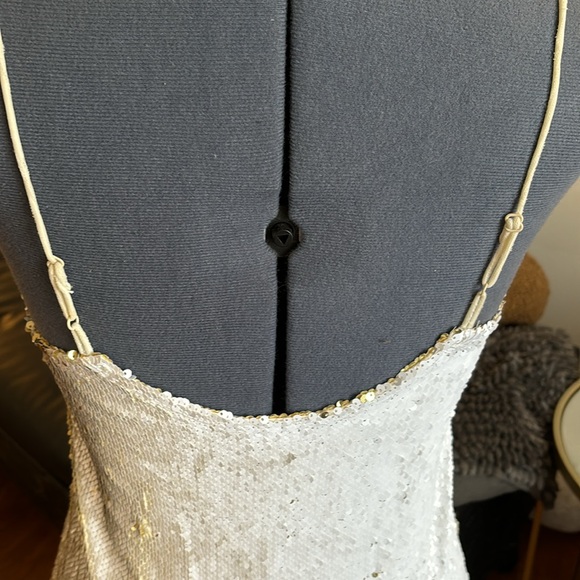 Women’s Free People white/gold sequin mini dress, size Small - Picture 6 of 8